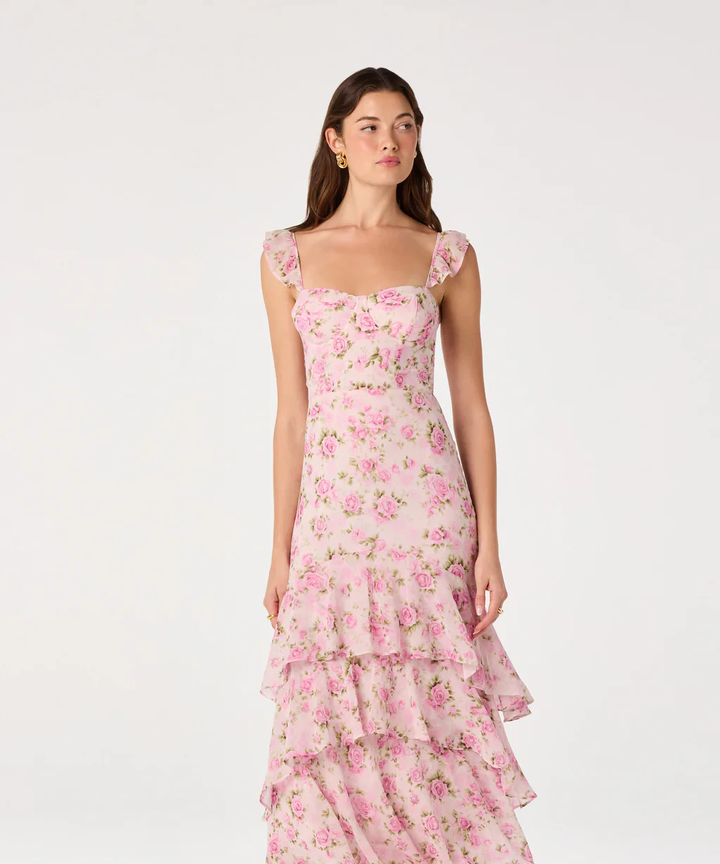 Spaghetti Strap Layered Mermaid Maxi Dress