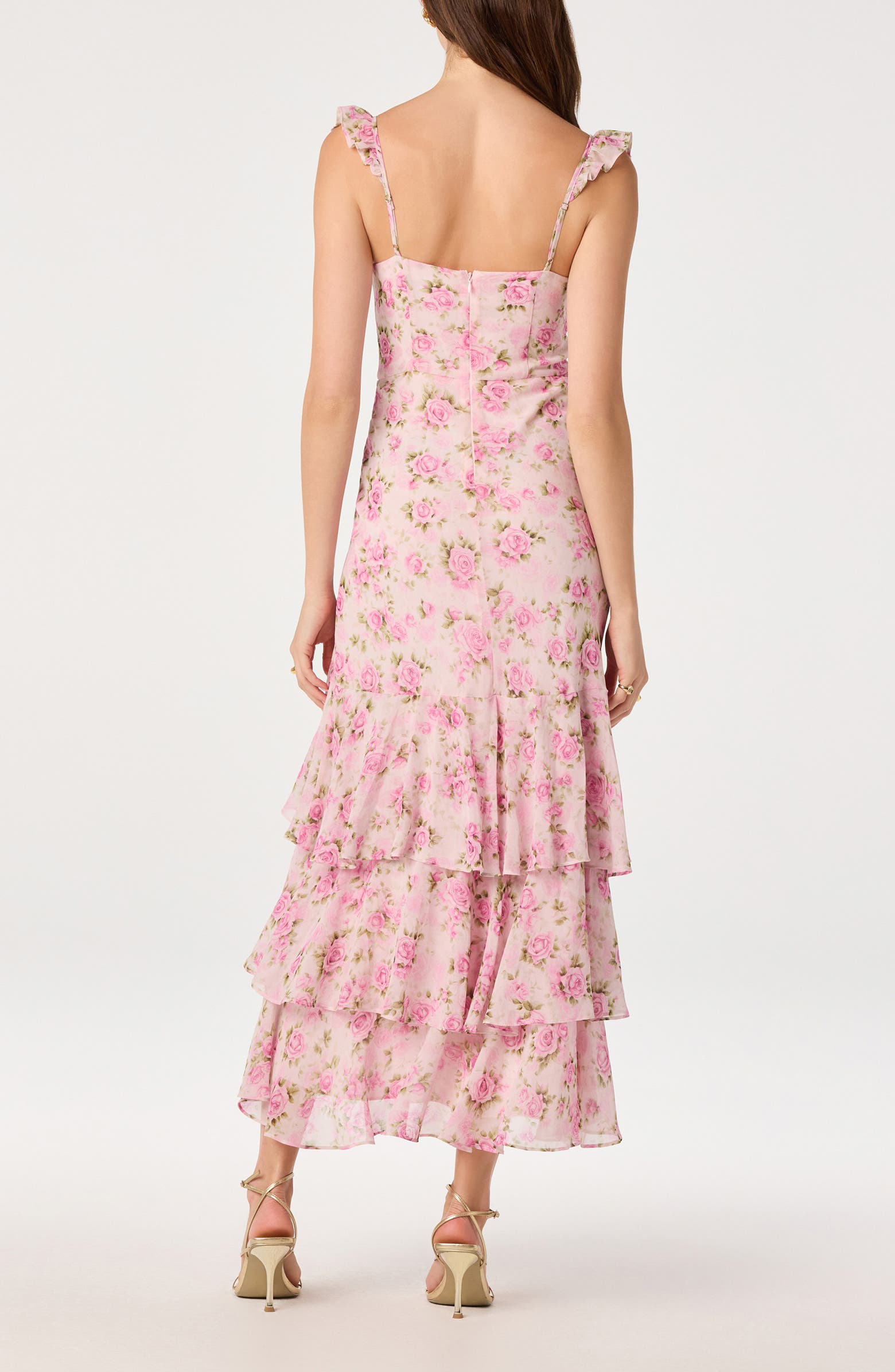 Spaghetti Strap Layered Mermaid Maxi Dress