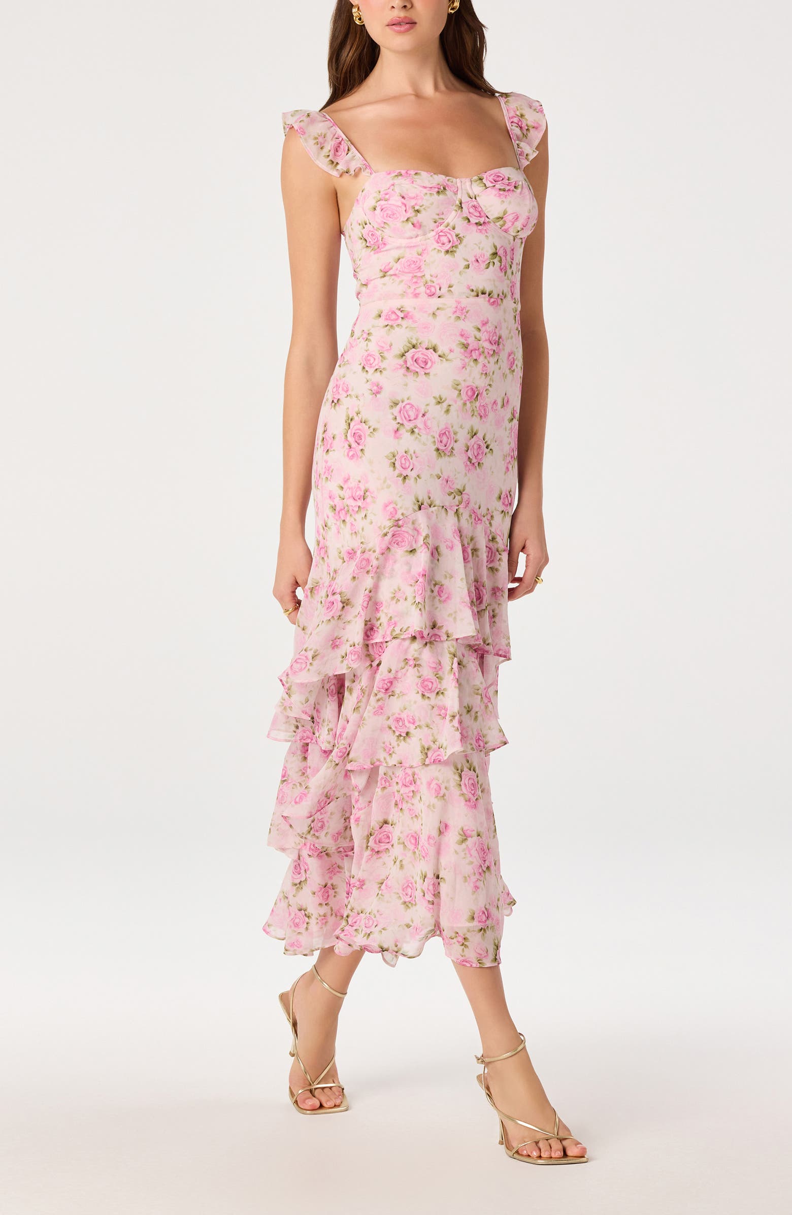 Spaghetti Strap Layered Mermaid Maxi Dress