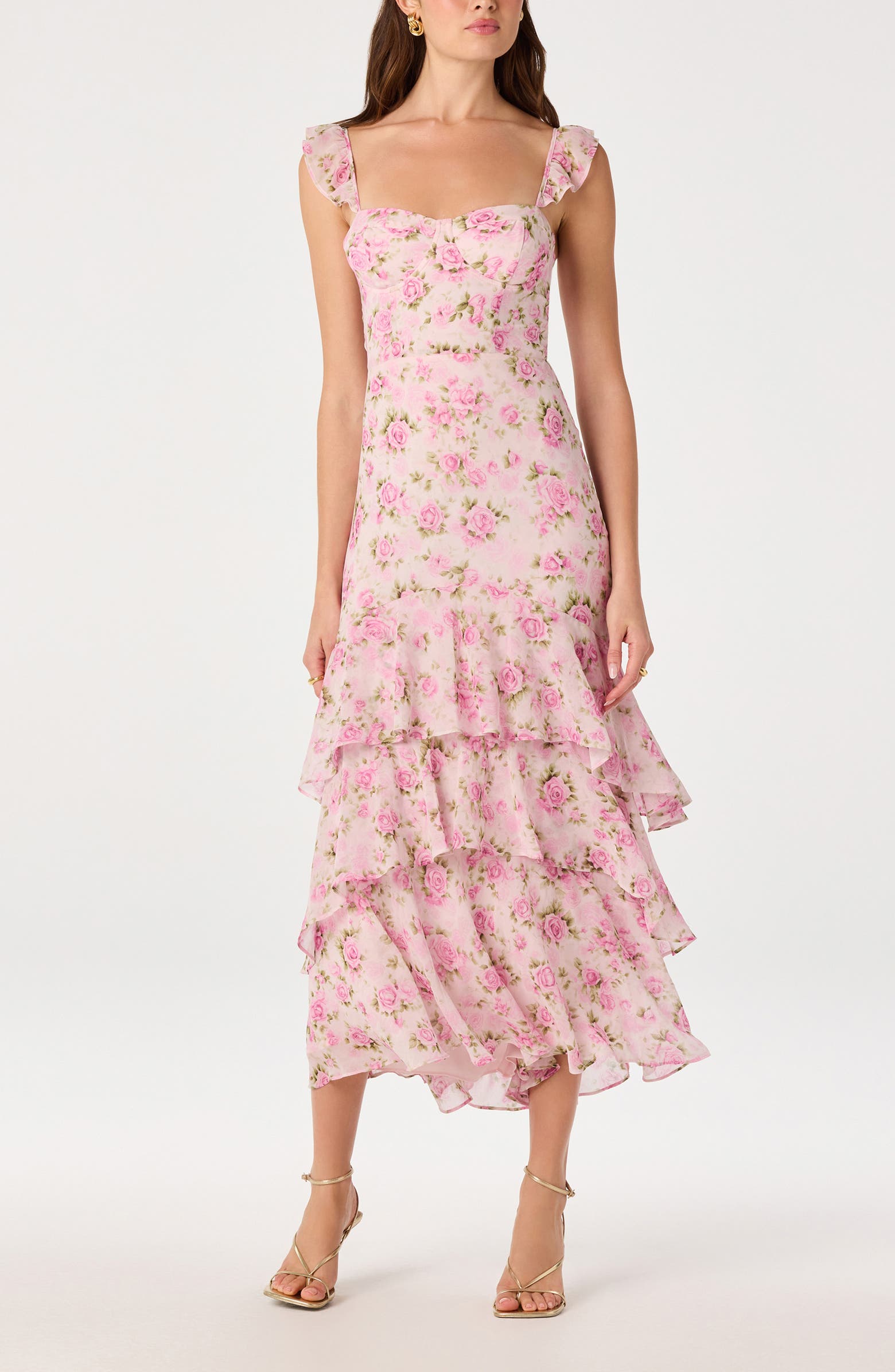 Spaghetti Strap Layered Mermaid Maxi Dress