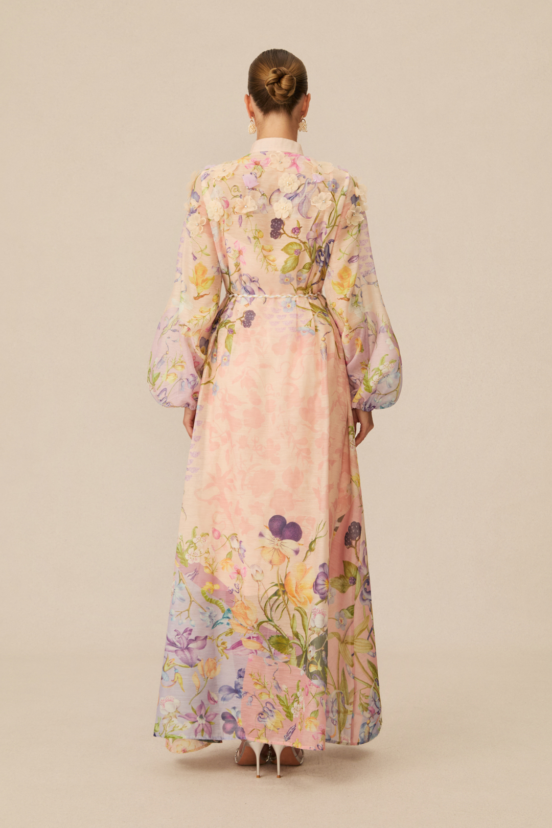 Floral Print Tie Waist Maxi Dress