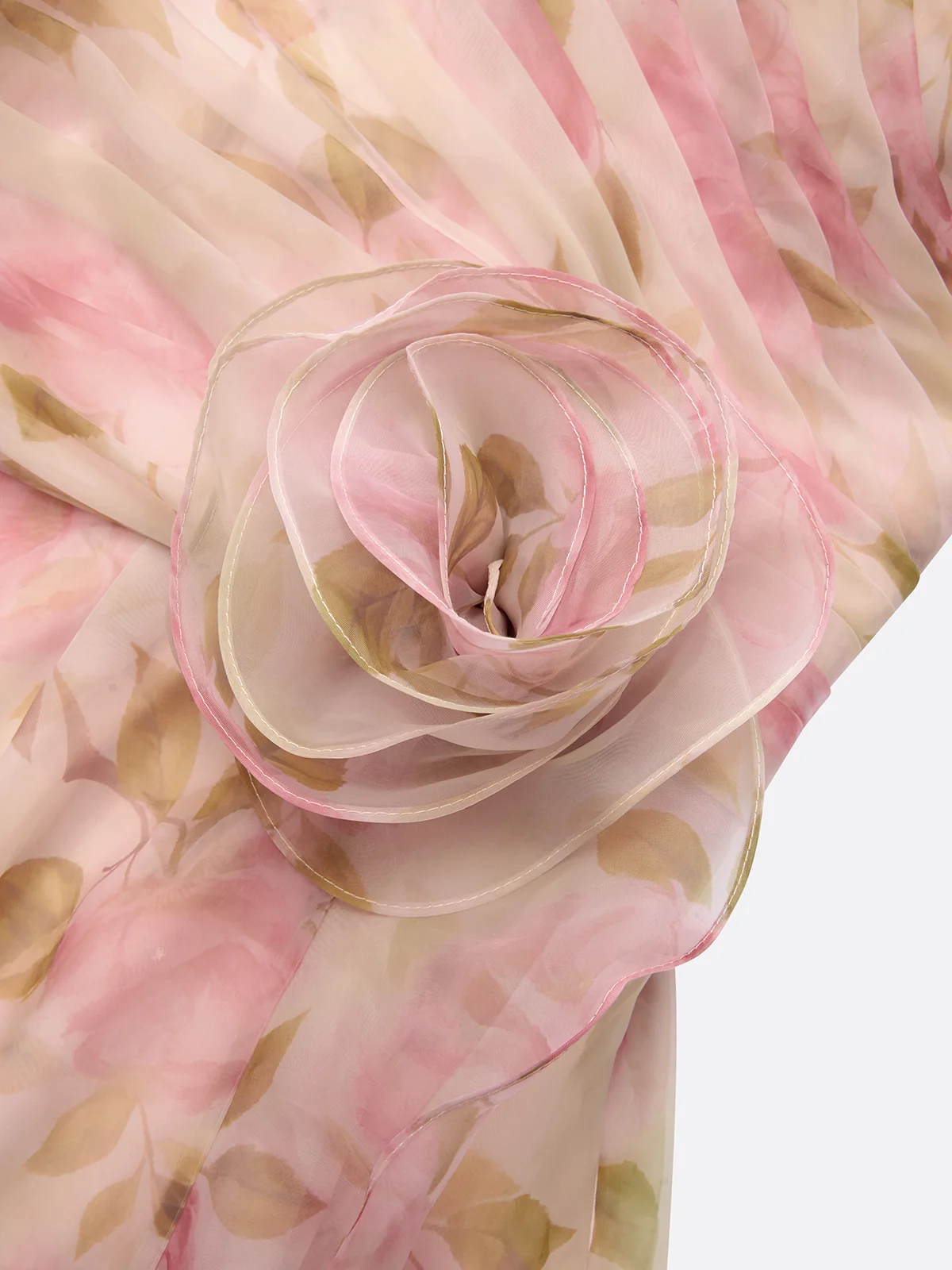 Pink Floral 3D Floral Tulle Strapless Sleeveless A-Line Floor-length Gown Dress