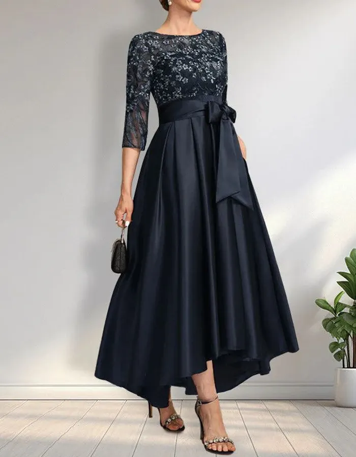 Lace Satin High-Leg Maxi Dress
