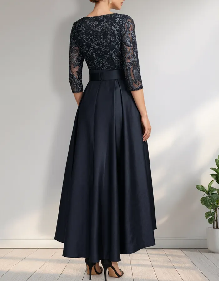 Lace Satin High-Leg Maxi Dress
