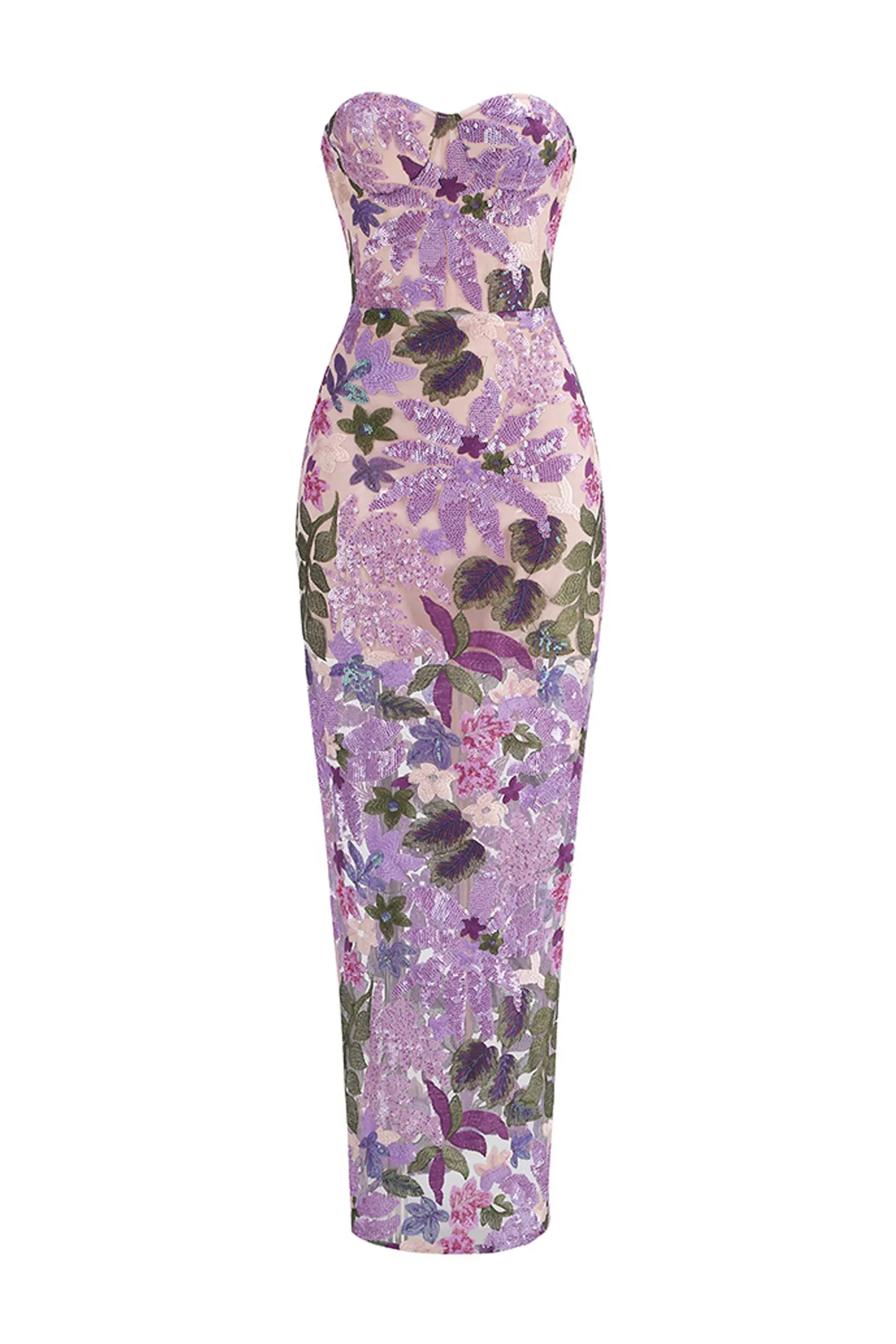 Leanna Blue Flower Embroidered Maxi Dress