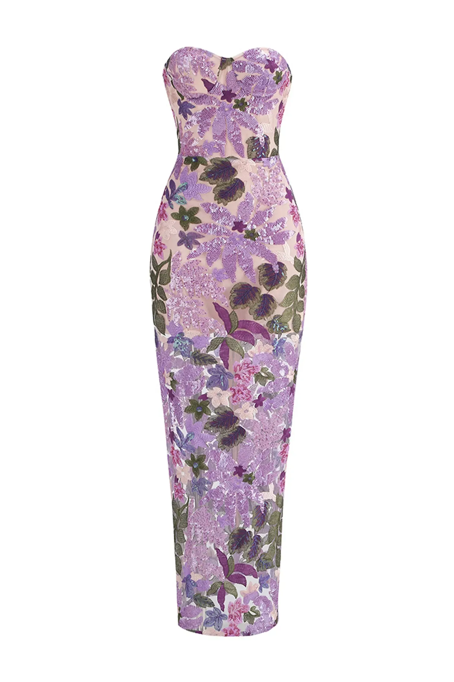 Leanna Blue Flower Embroidered Maxi Dress