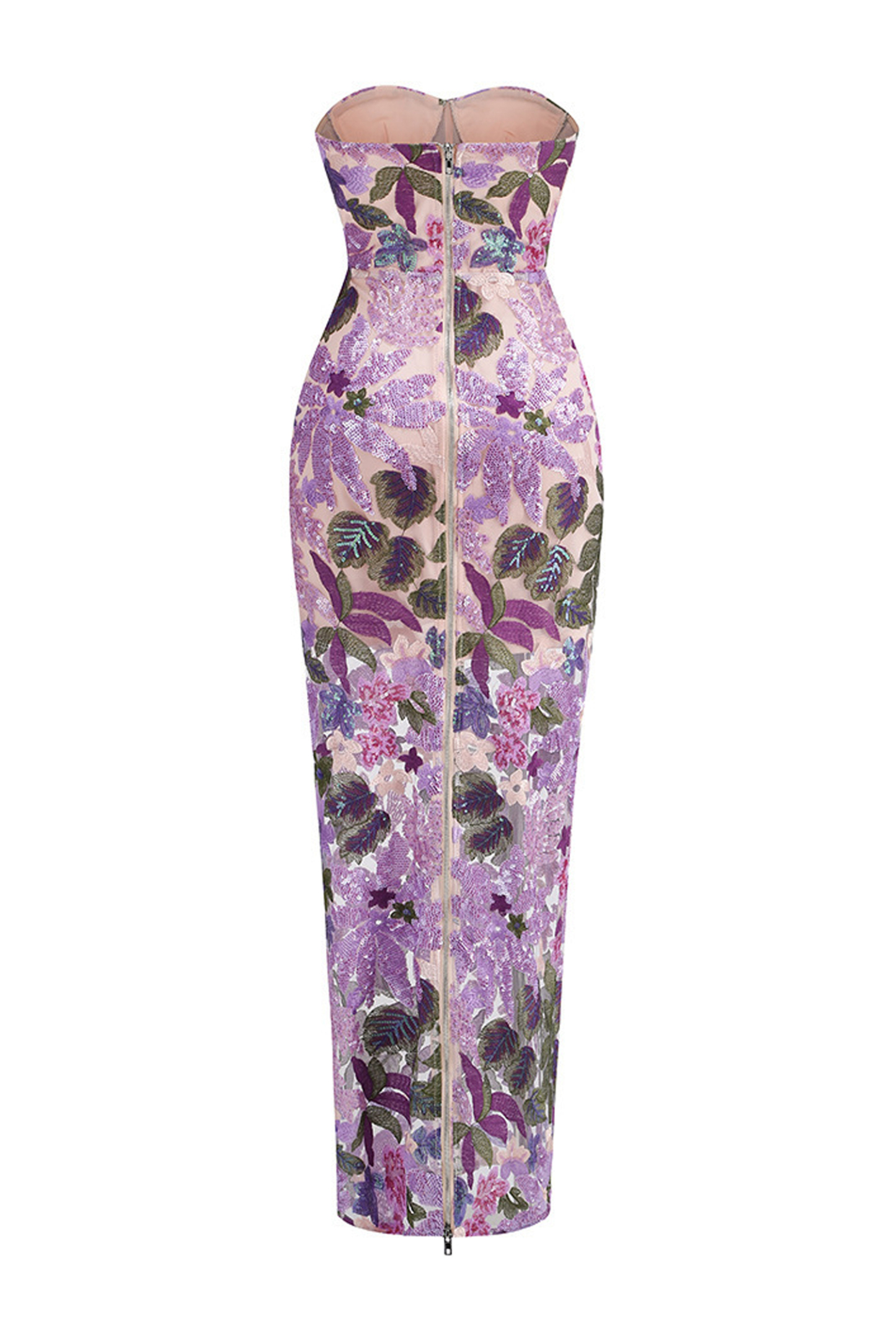 Leanna Blue Flower Embroidered Maxi Dress