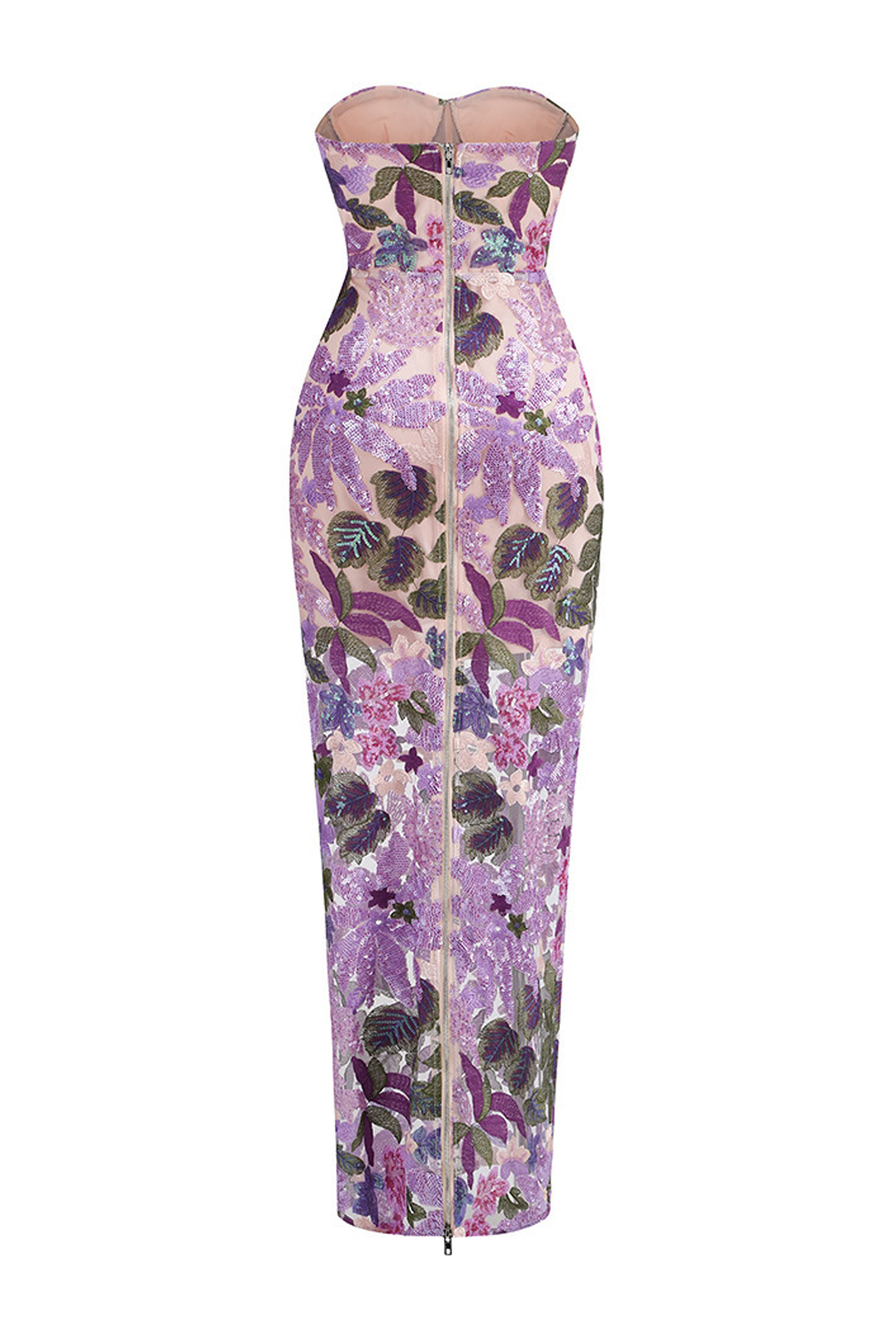 Leanna Blue Flower Embroidered Maxi Dress