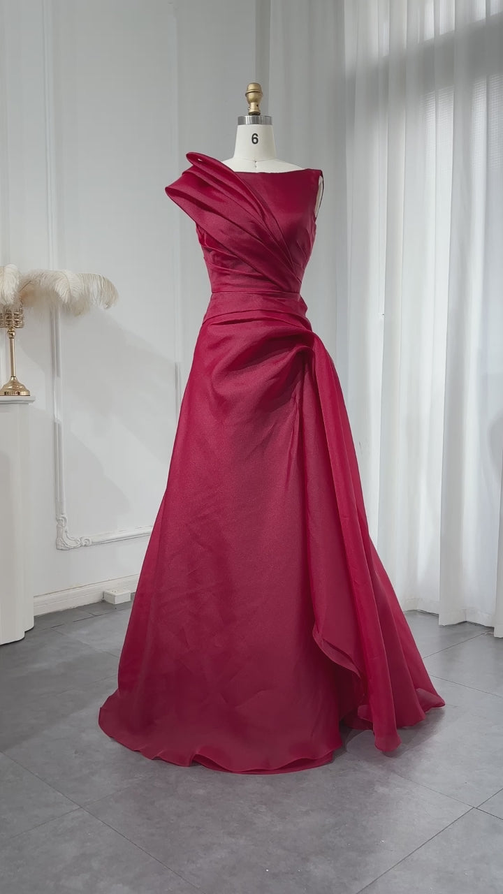 Elegant Burgundy A-Line Evening Dress