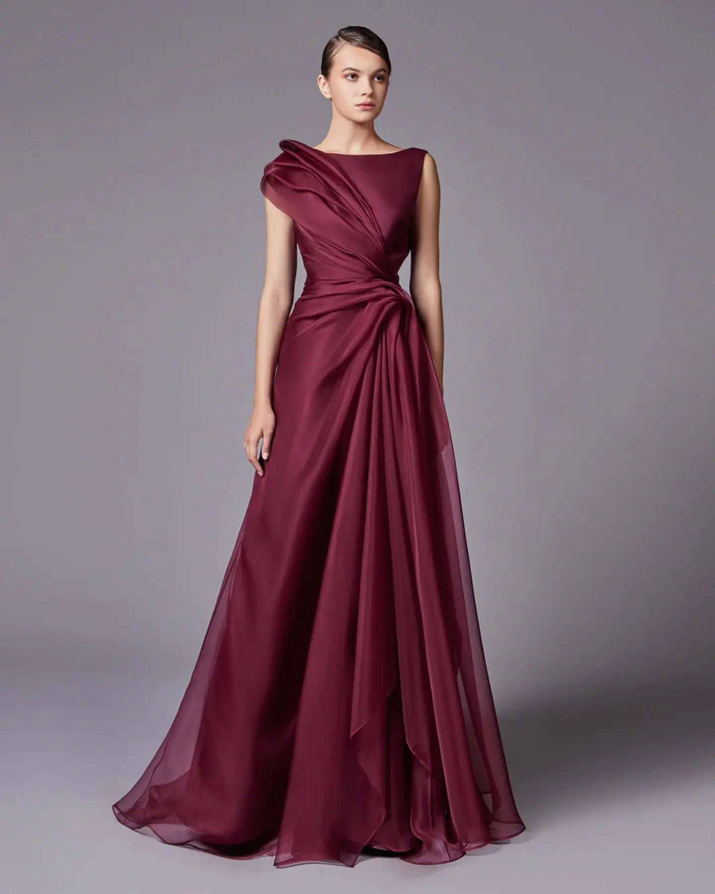 Elegant Burgundy A-Line Evening Dress