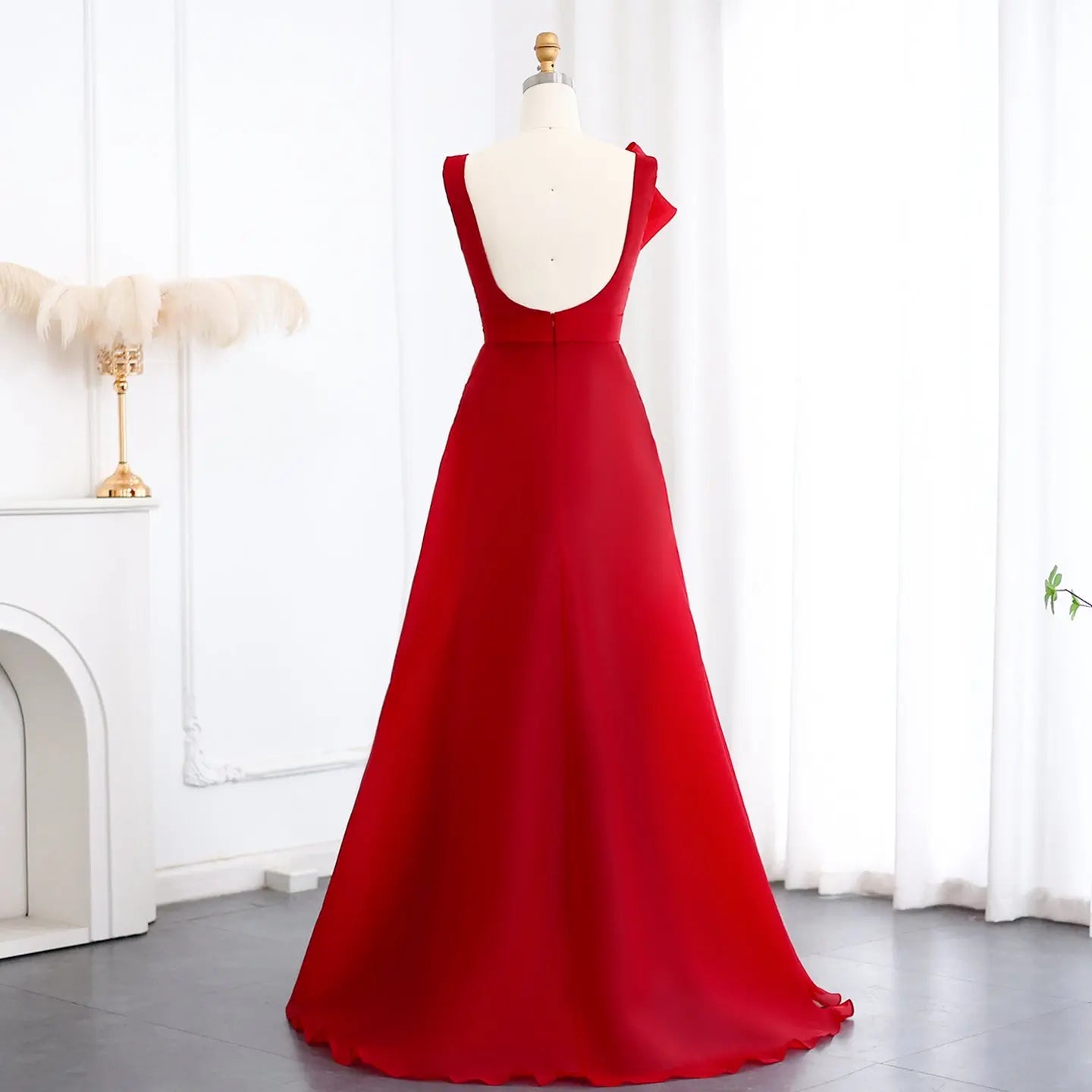 Elegant Burgundy A-Line Evening Dress