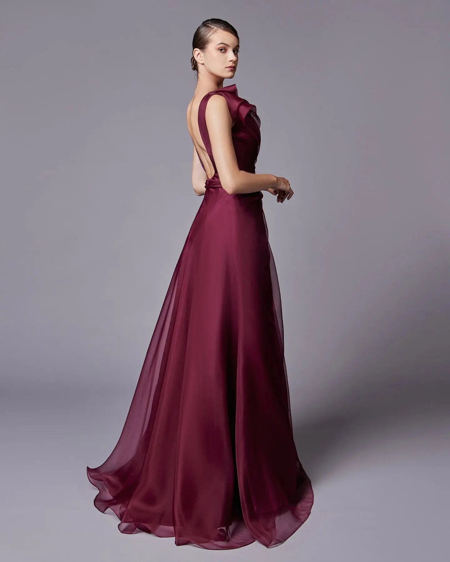 Elegant Burgundy A-Line Evening Dress