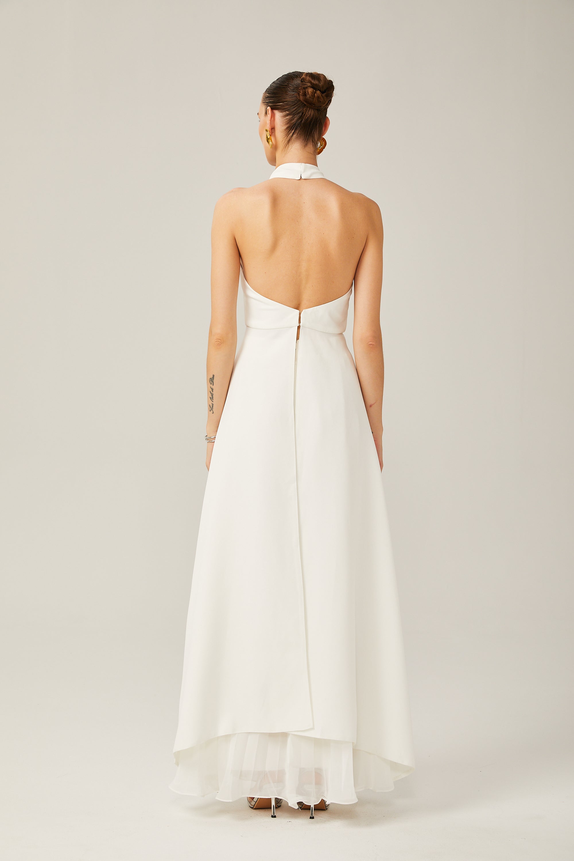 Halterneck layered long dress