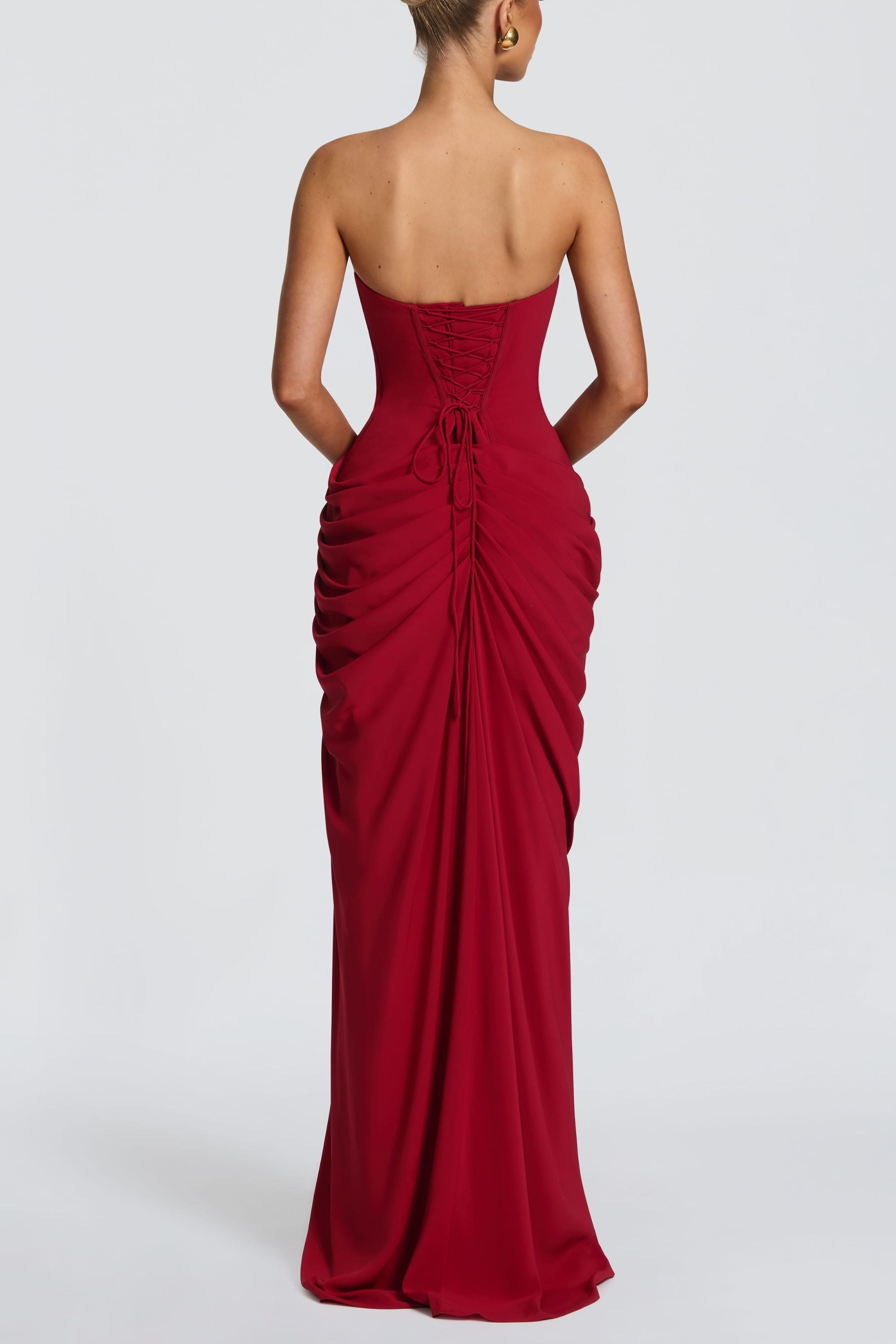 Azalée Strapless Draped High-Slit Maxi Dress