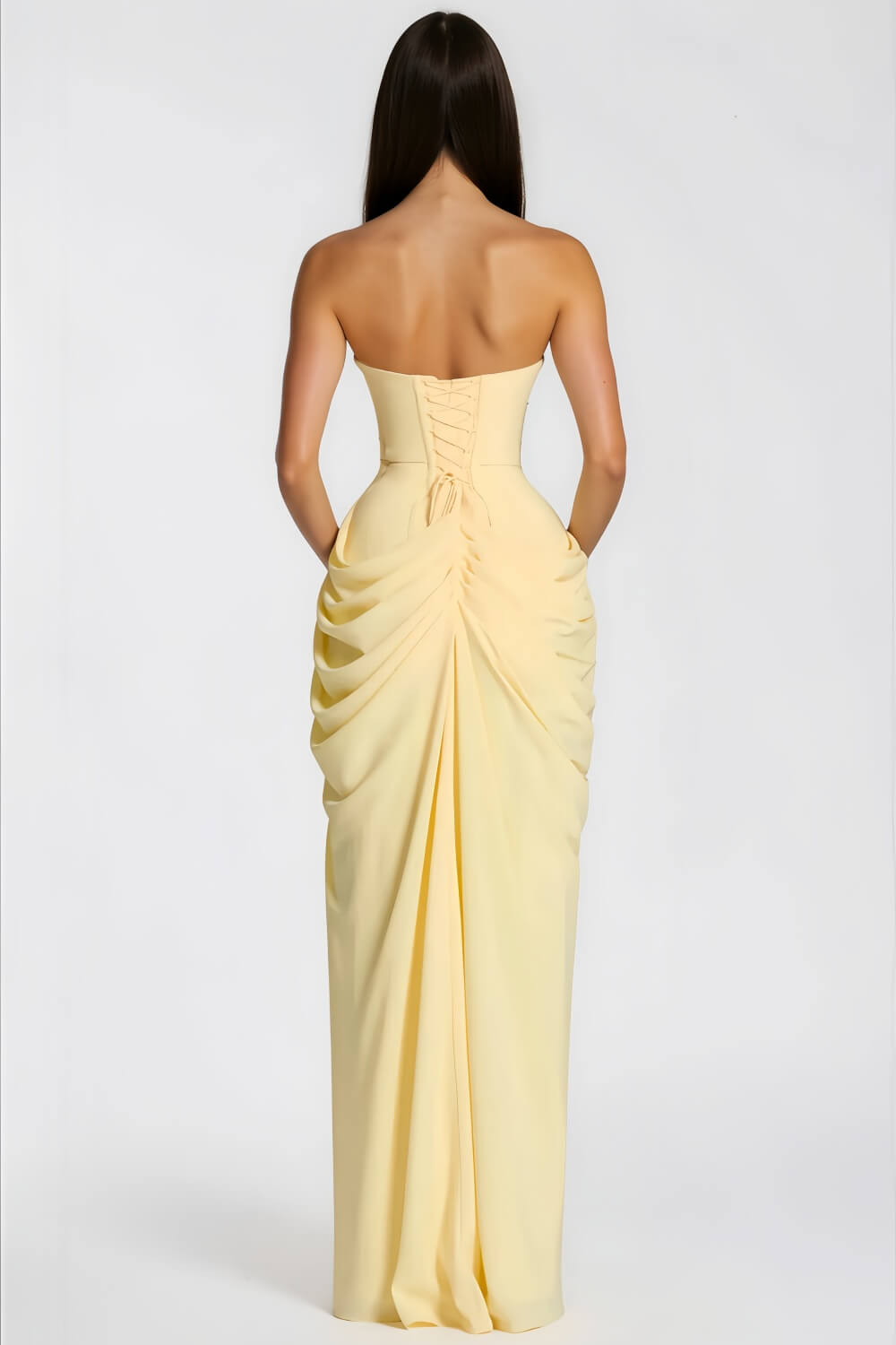 Azalée Strapless Draped High-Slit Maxi Dress