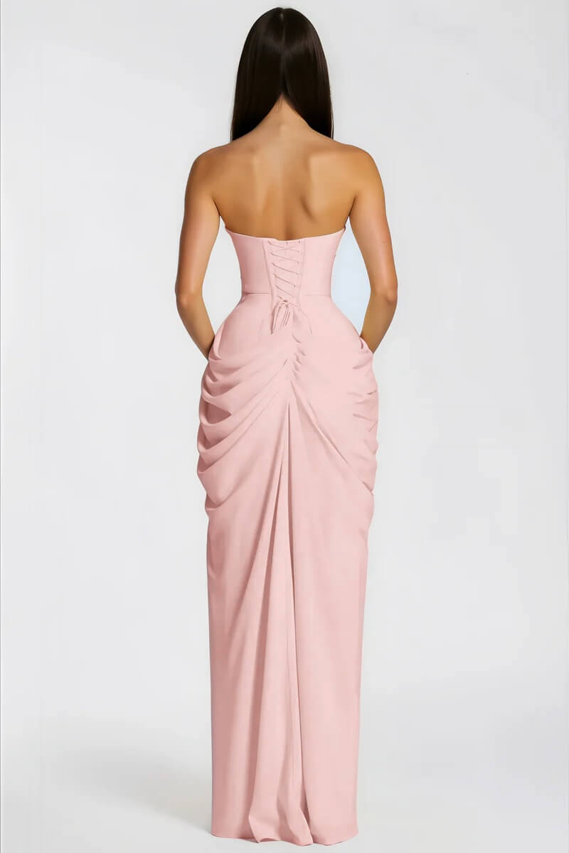 Azalée Strapless Draped High-Slit Maxi Dress