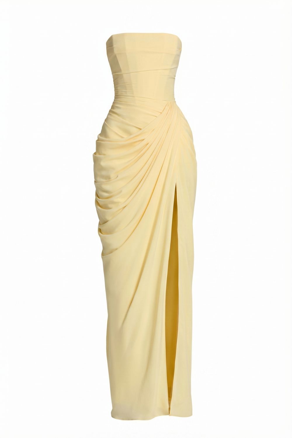 Azalée Strapless Draped High-Slit Maxi Dress