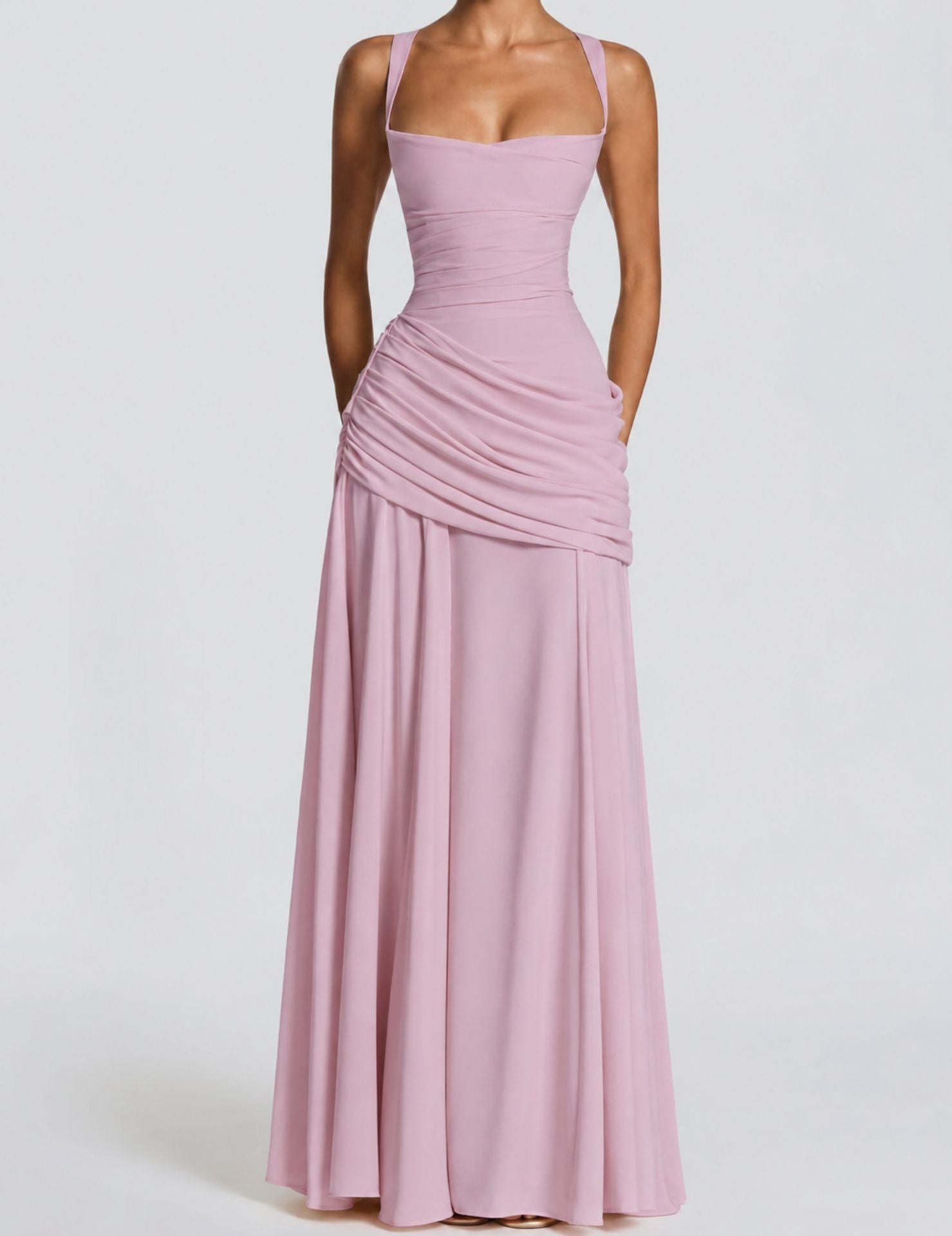 Square Neck Elegant Maxi Dress