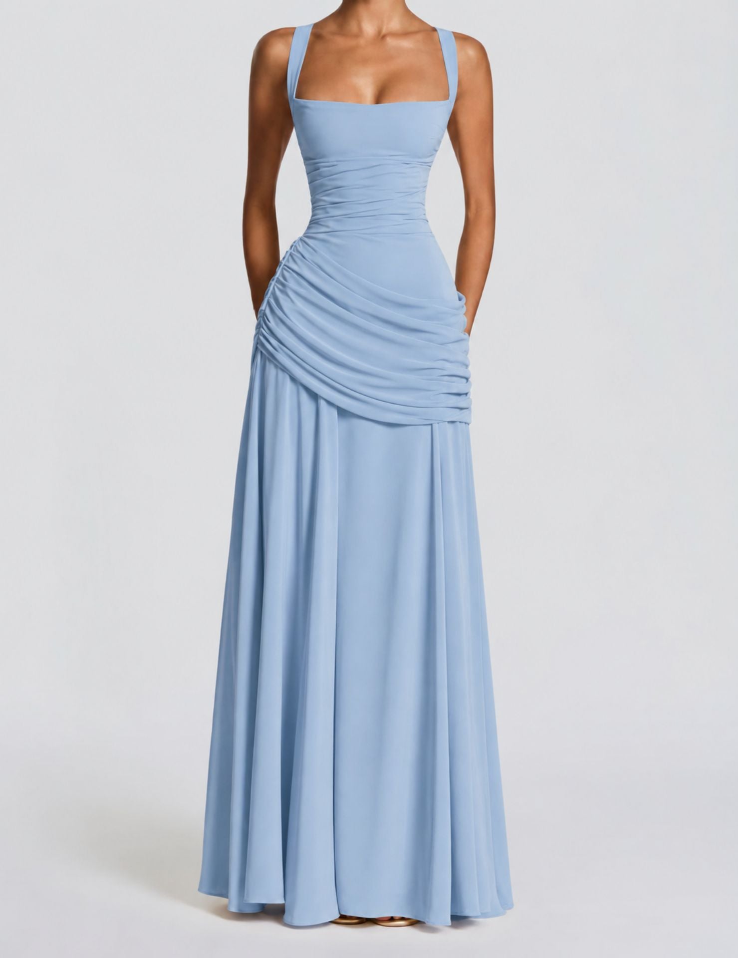 Square Neck Elegant Maxi Dress