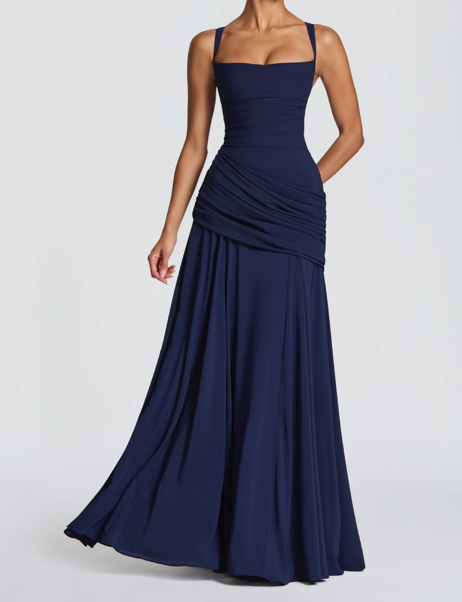 Square Neck Elegant Maxi Dress