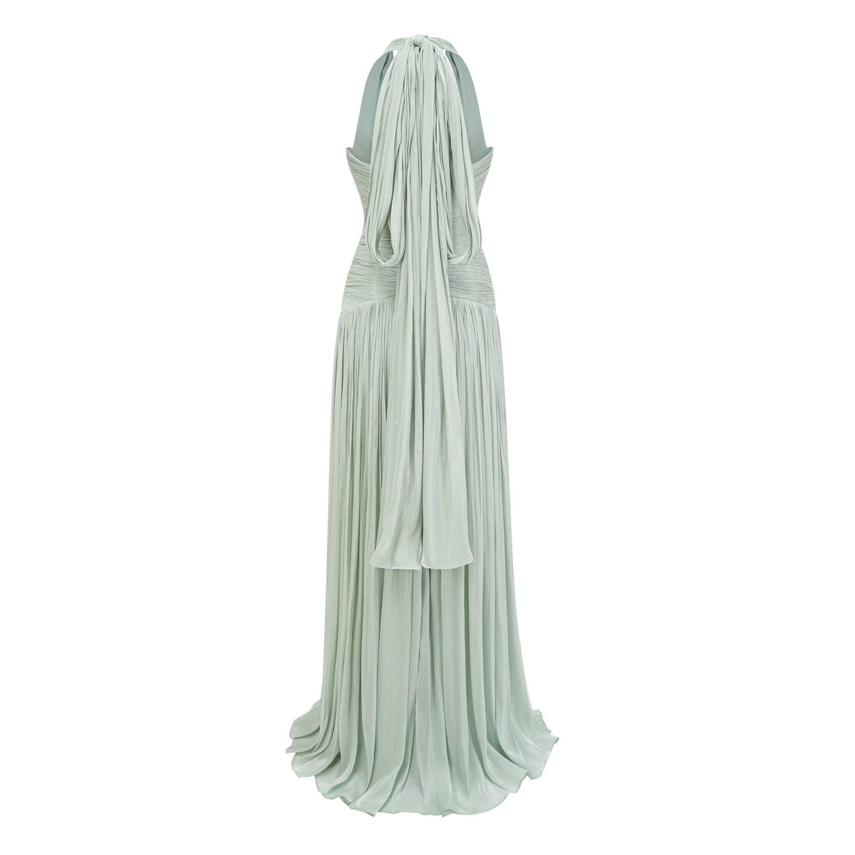 Halter Pleated Slit Maxi Dress