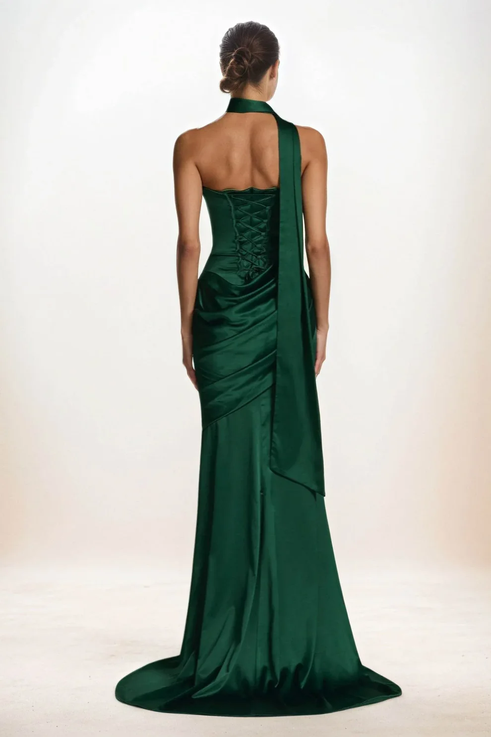 Trumpet-Mermaid Sweep-Brush Train Luxe Satin Wedding Guest Dress