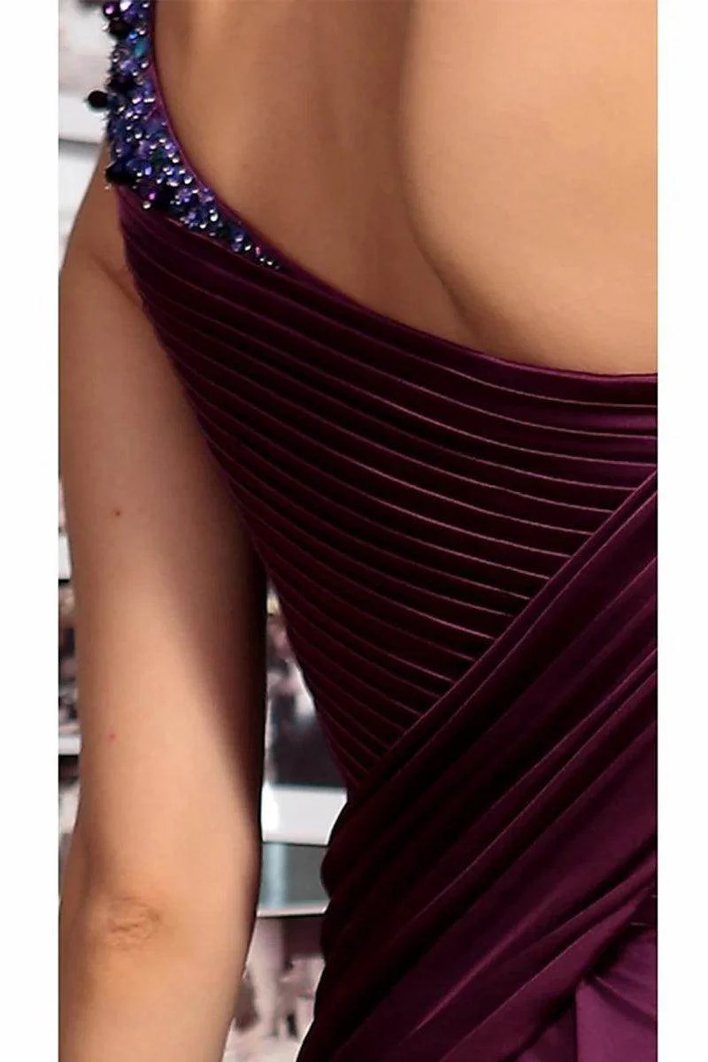 Sheath One Shoulder Sleeveless Floor Length Mother Dresses