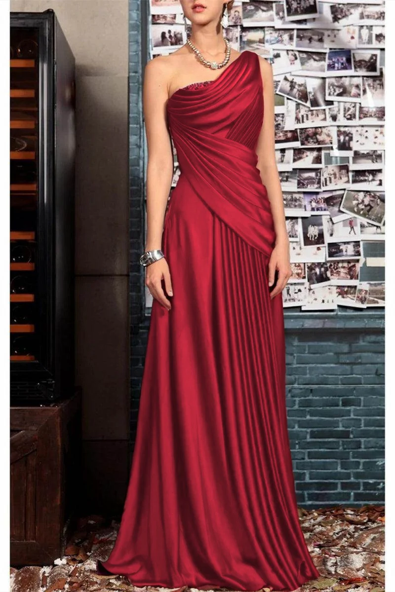 Sheath One Shoulder Sleeveless Floor Length Mother Dresses