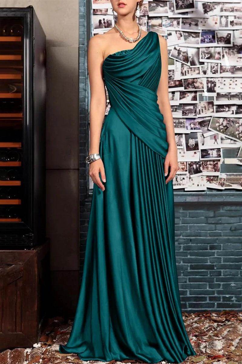 Sheath One Shoulder Sleeveless Floor Length Mother Dresses