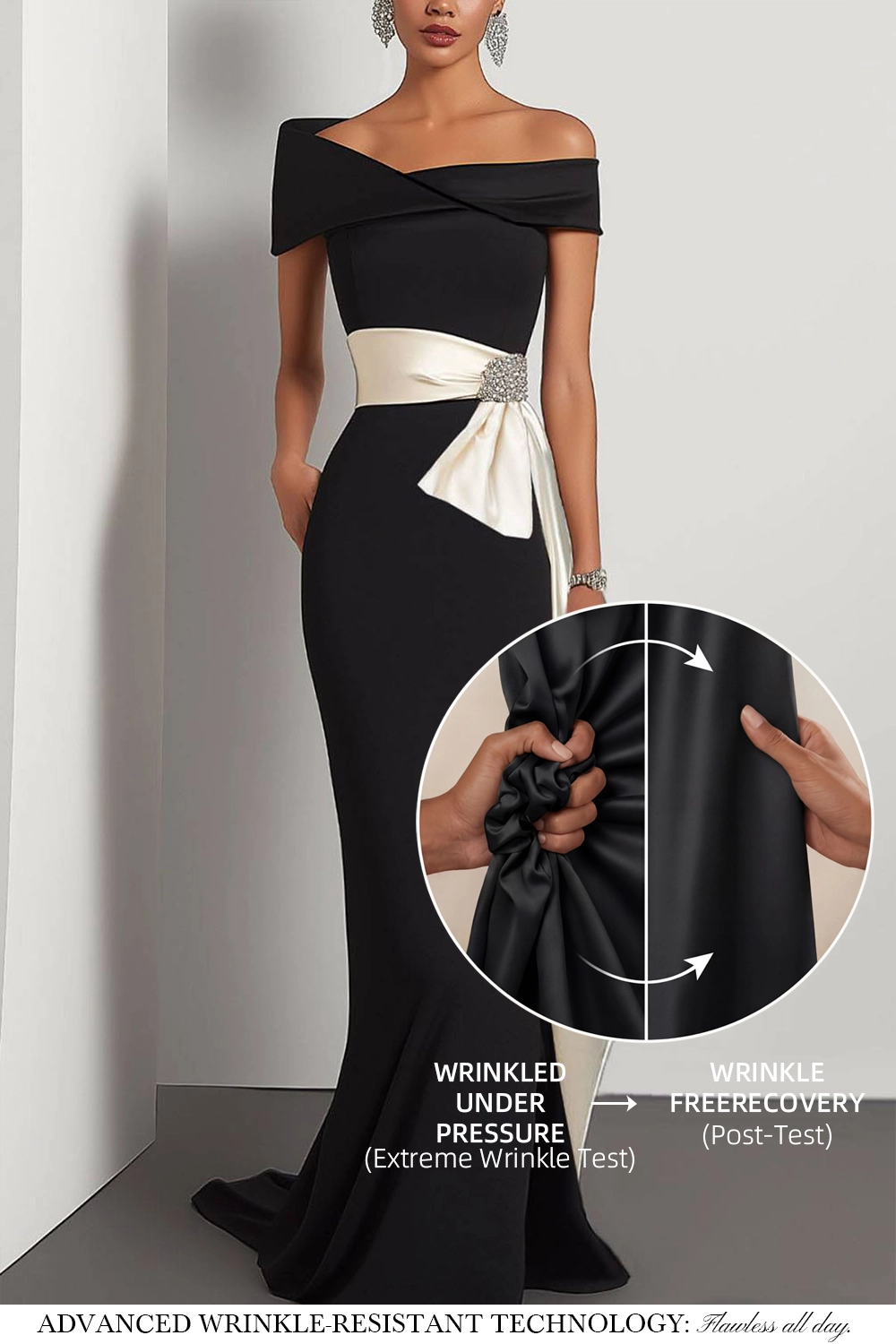 Formal Dress Green One-Shoulder Rhinestone Waist Belt Maxi Dress