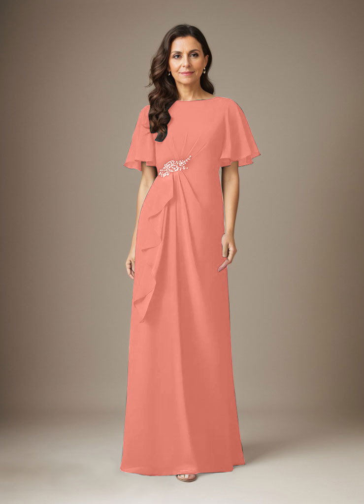 Dark Navy Sheath Beaded Chiffon Dress