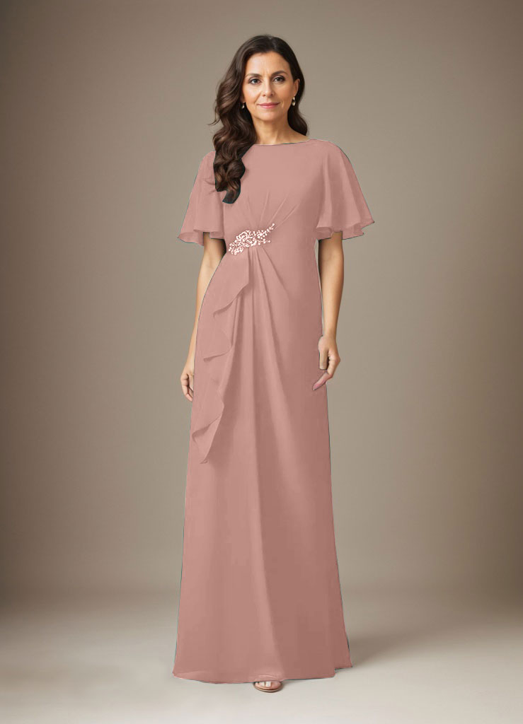 Dark Navy Sheath Beaded Chiffon Dress