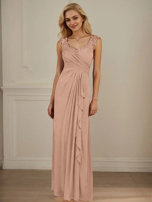 Champagne A-Line Sweetheart Neckline Pleated Mesh Dress