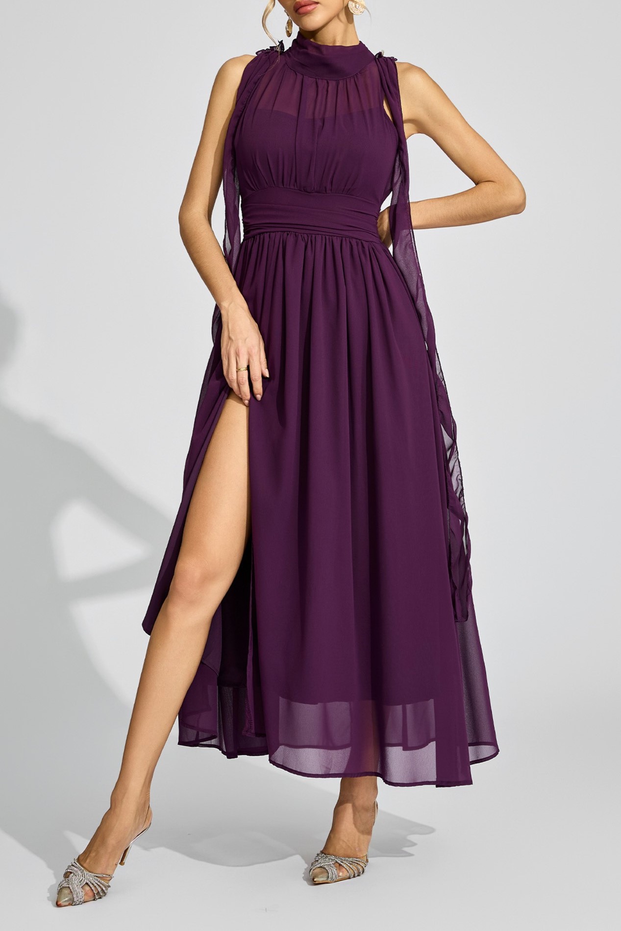 Purple Halter Maxi Dress