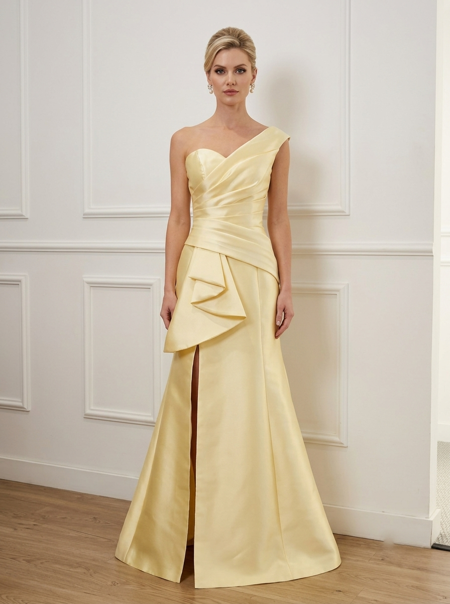 Elegant One-Shoulder Satin Mermaid Gown