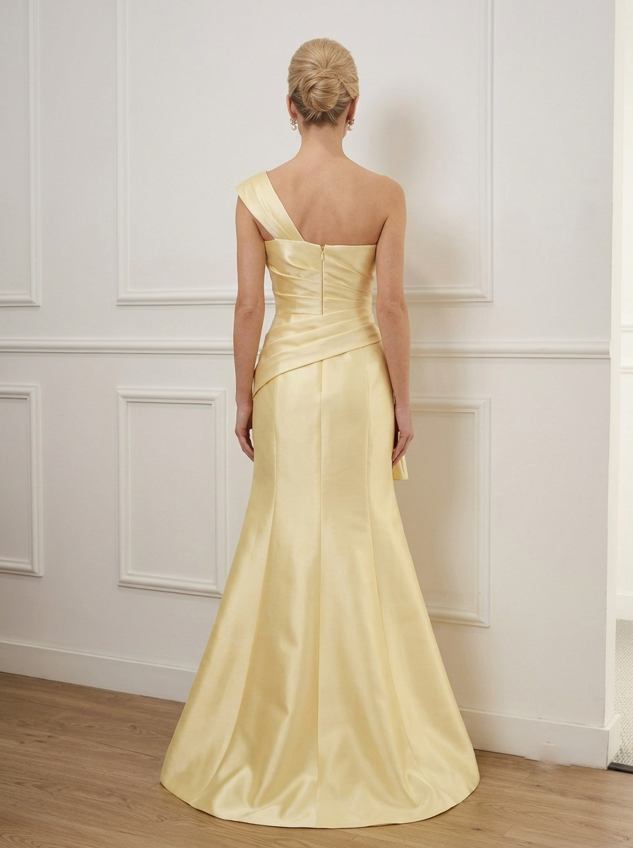 Elegant One-Shoulder Satin Mermaid Gown
