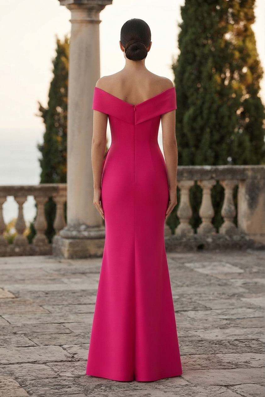 3D Floral Appliqué Off-the-Shoulder Mermaid Evening Gown