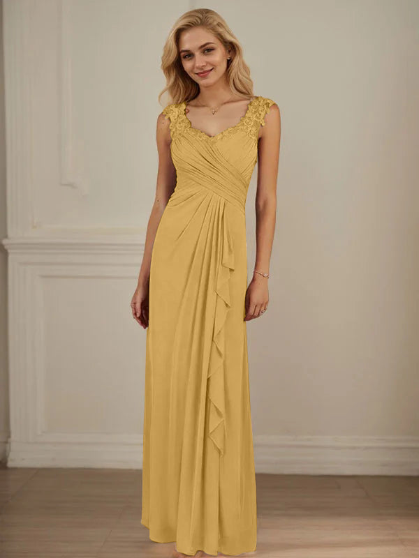 Champagne A-Line Sweetheart Neckline Pleated Mesh Dress