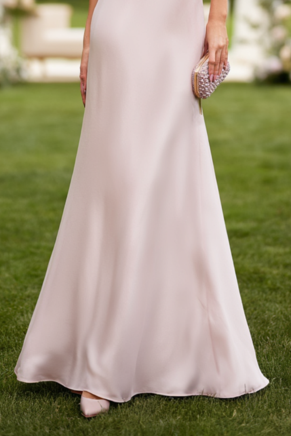 Formal Wedding Guest Dress Pink Halter Neck Sleeveless Maxi Dress