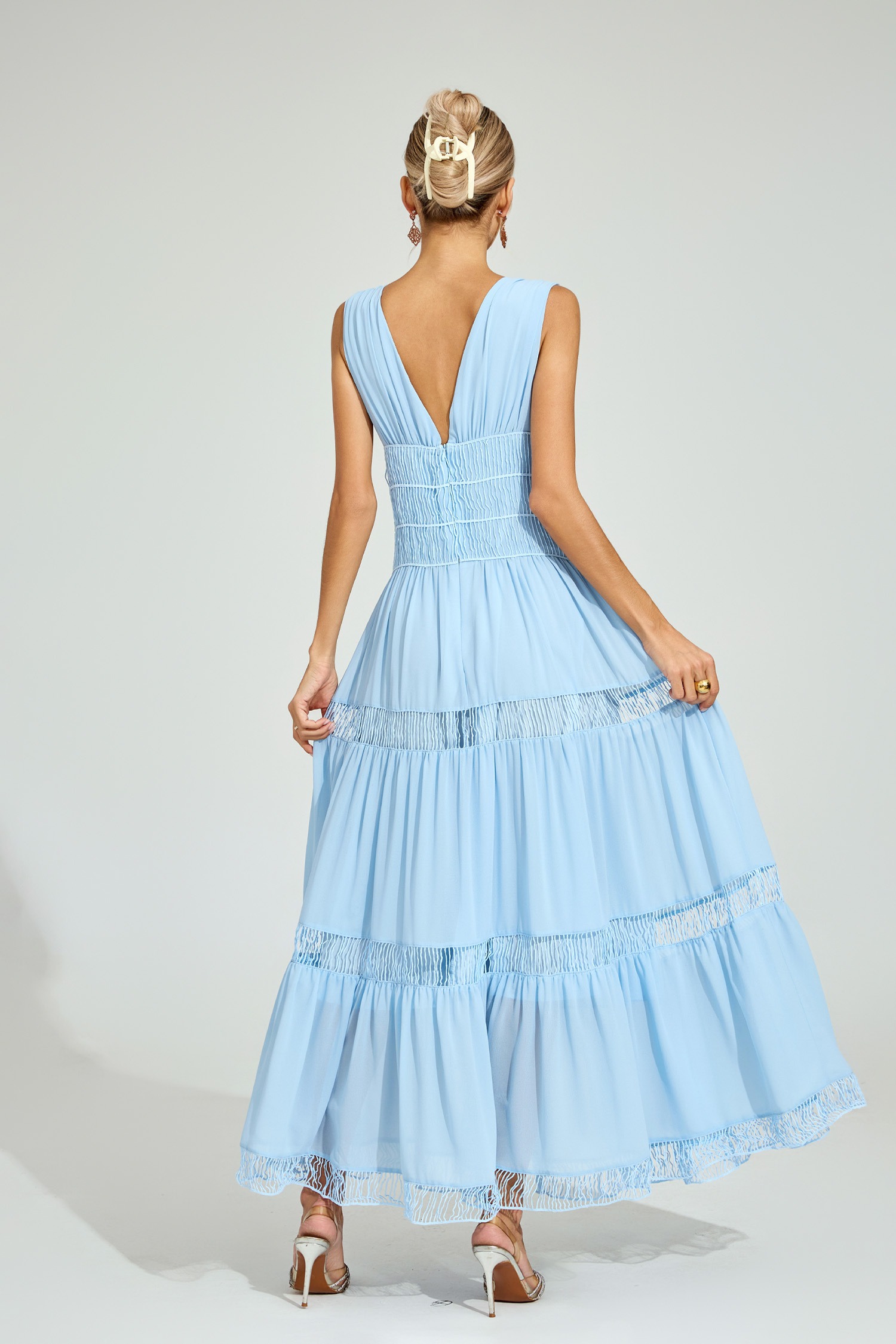Light Blue Tiered Maxi Dress