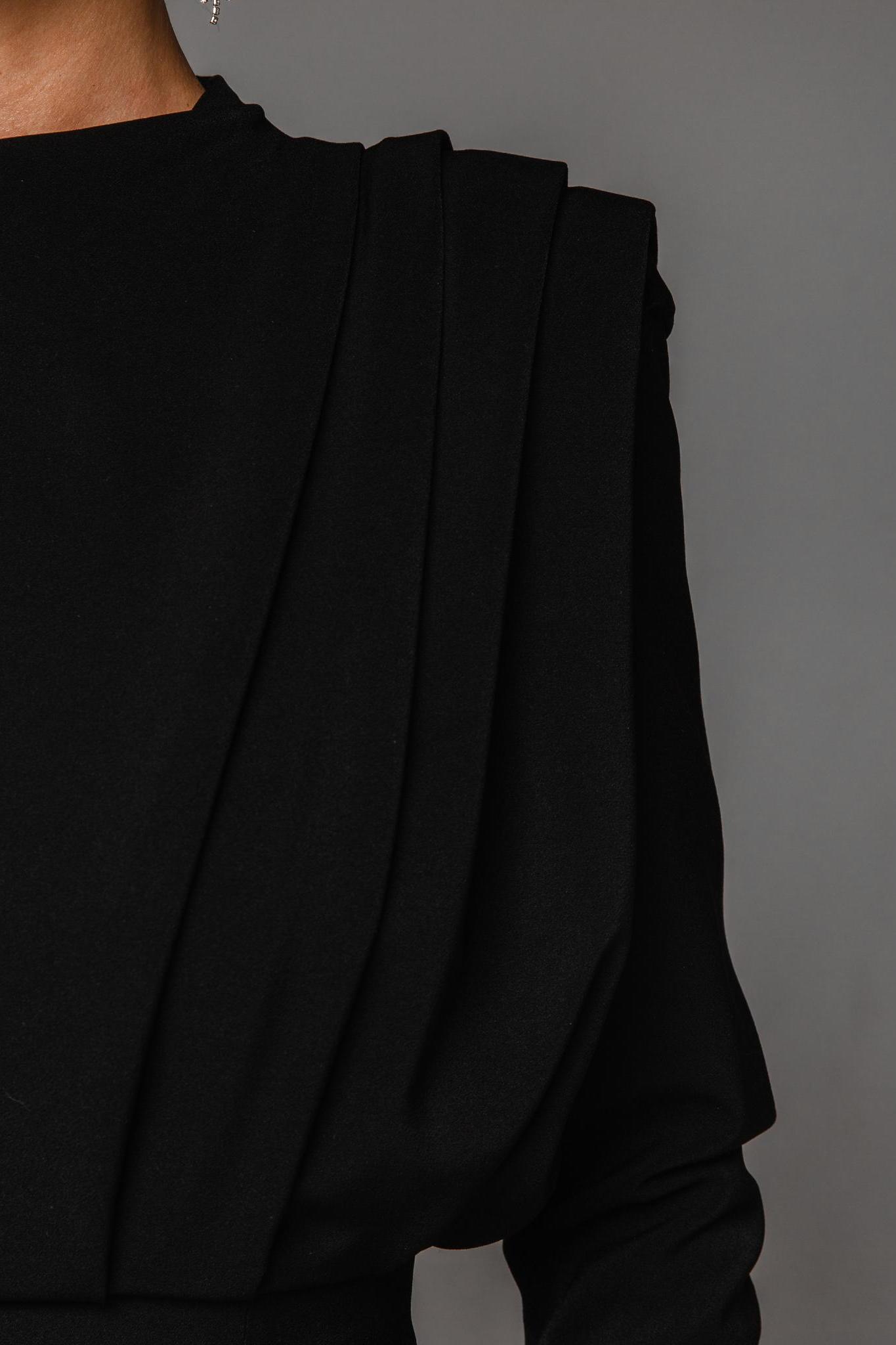 Stand Collar Long Sleeve Pleated Waist Split Maxi Dress