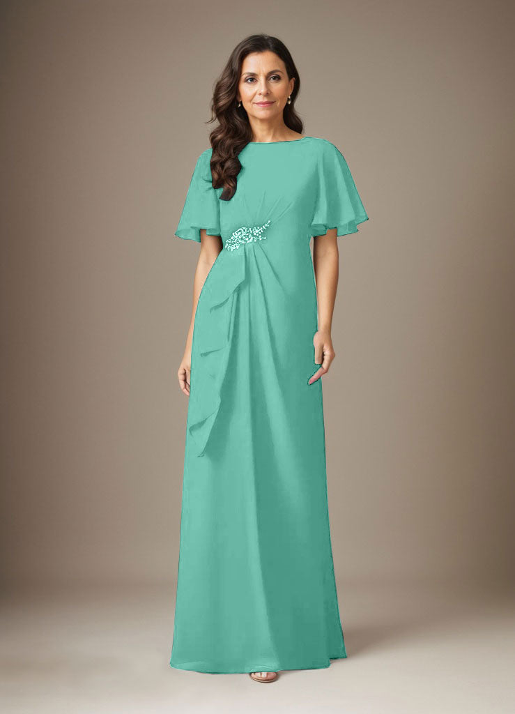 Dark Navy Sheath Beaded Chiffon Dress