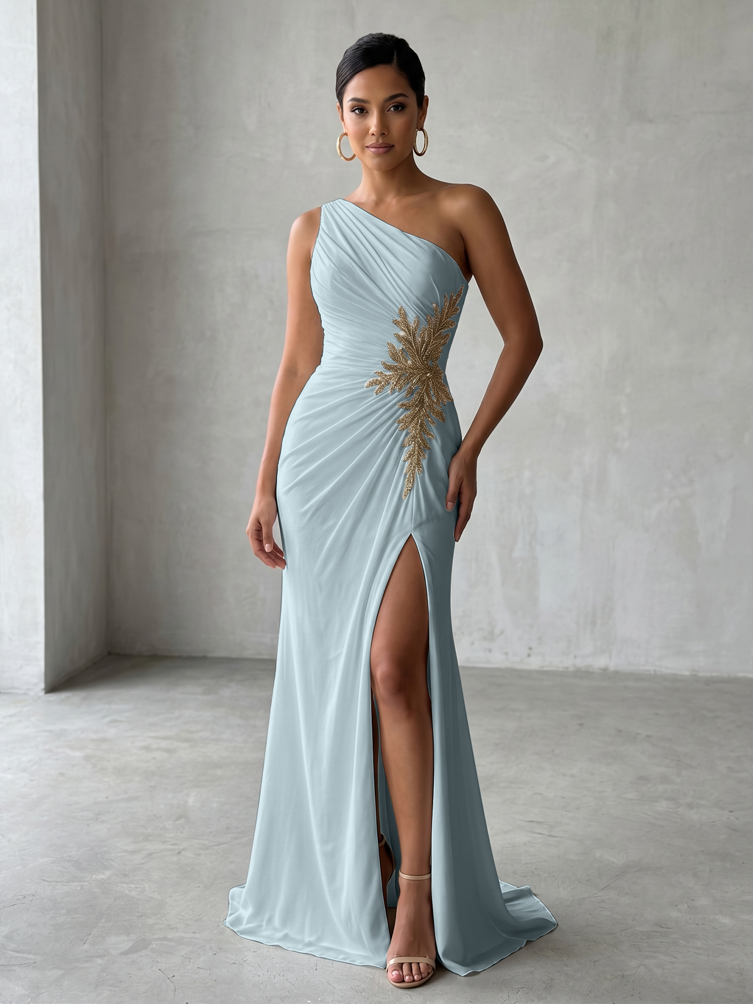 Sophisticated One-Shoulder Embellished Gown