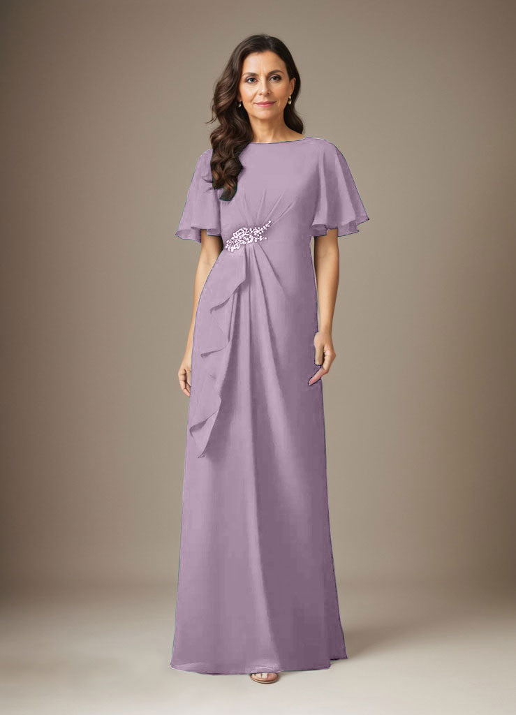 Dark Navy Sheath Beaded Chiffon Dress