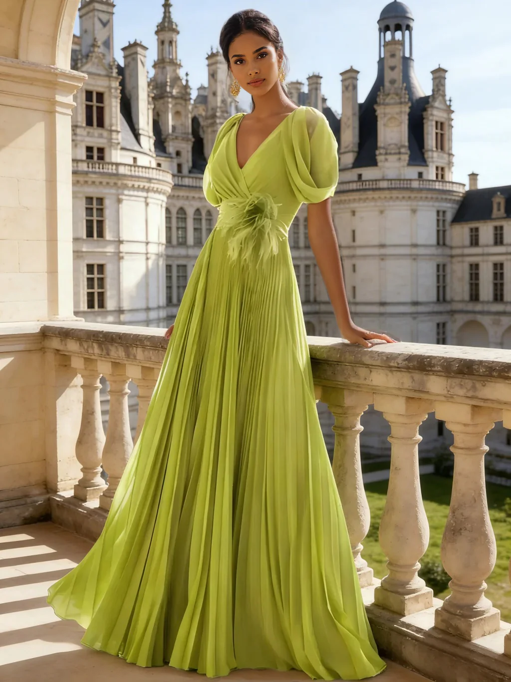 Elegant Pleated Chiffon Evening Gown