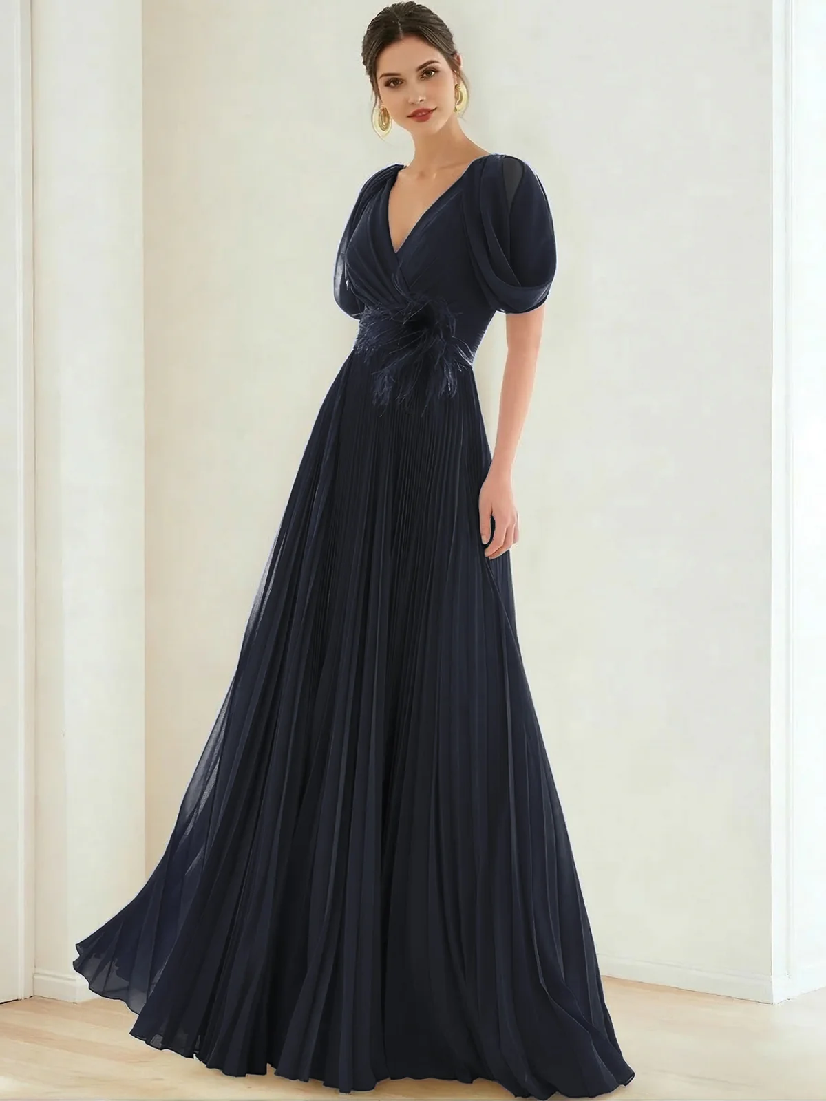 Elegant Pleated Chiffon Evening Gown
