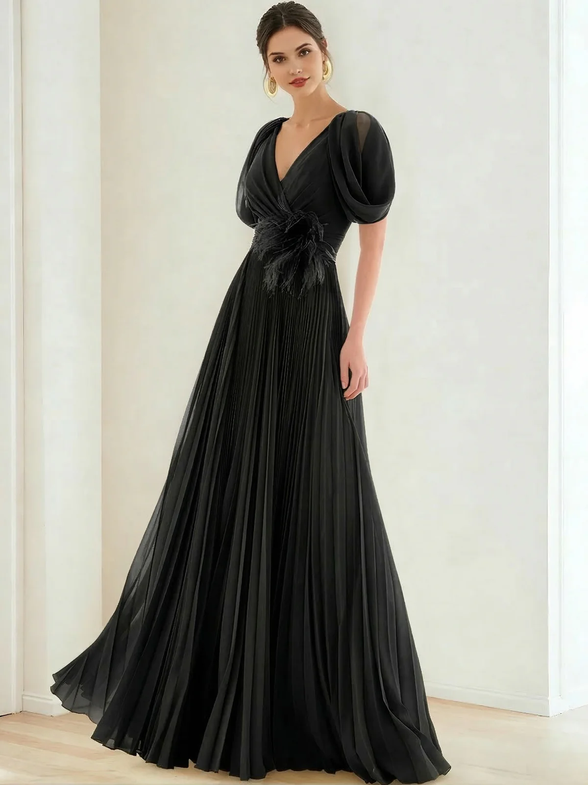 Elegant Pleated Chiffon Evening Gown