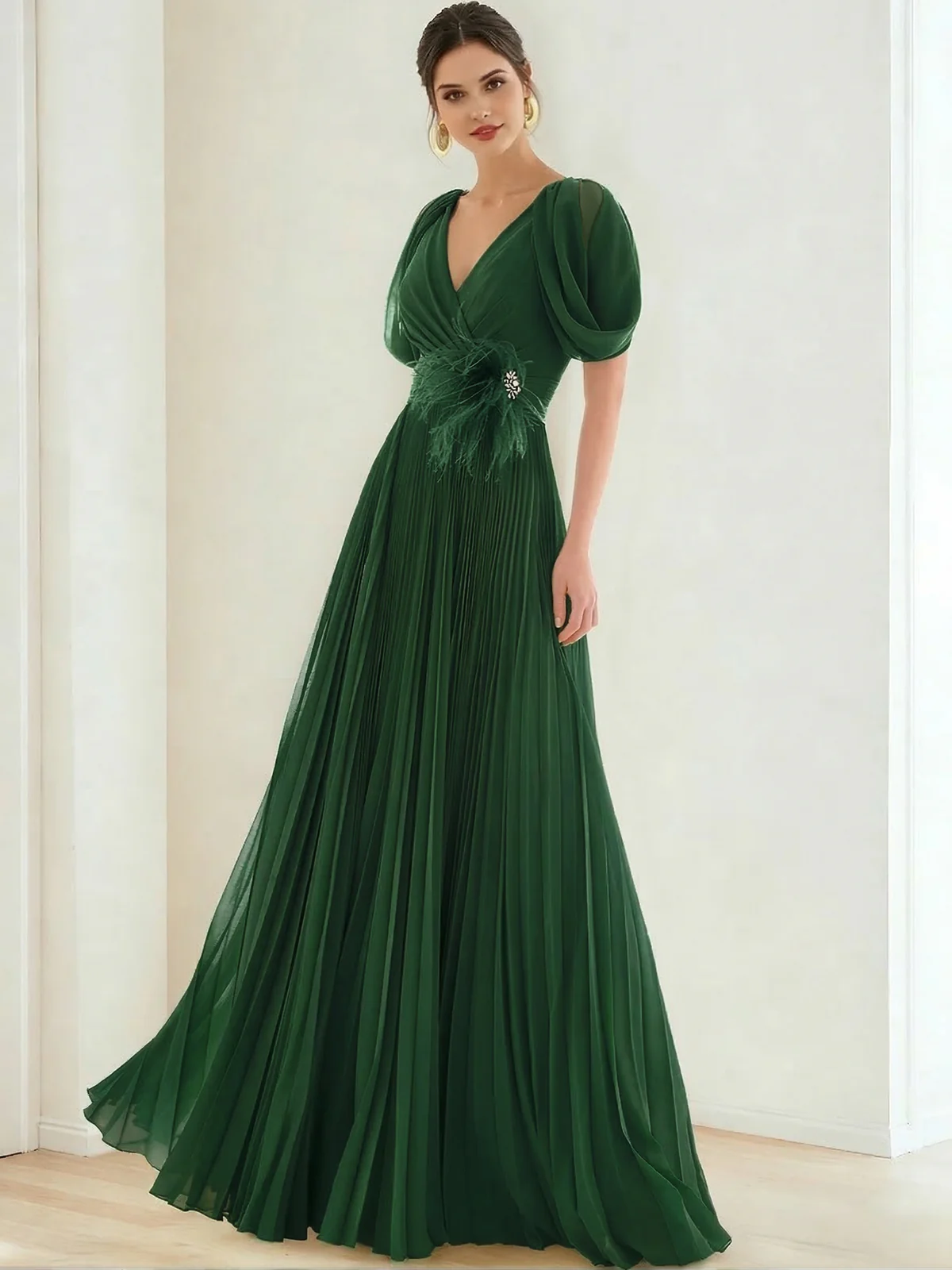 Elegant Pleated Chiffon Evening Gown