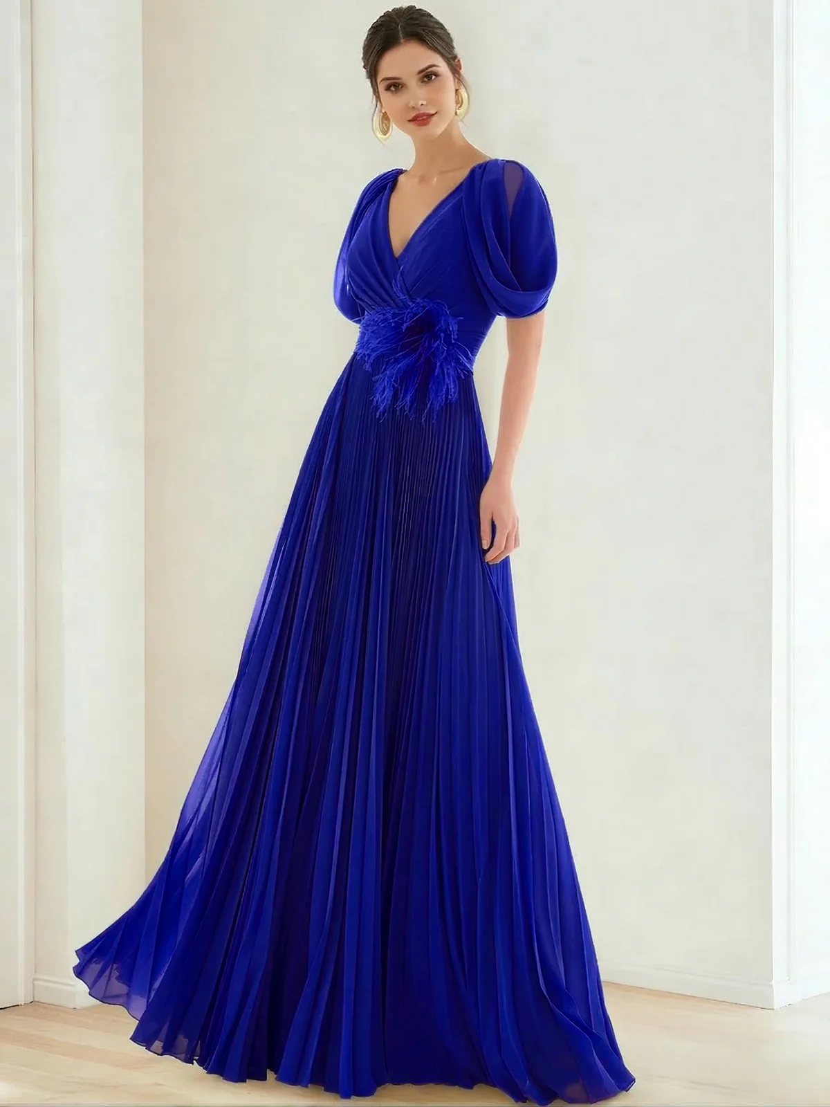 Elegant Pleated Chiffon Evening Gown