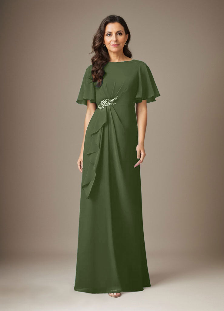 Dark Navy Sheath Beaded Chiffon Dress